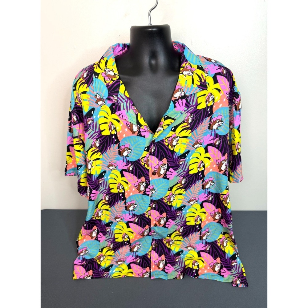 Buc-ee's Men's Tropical Camper Button Up Polo Shirt Multicolor 3XL NWT